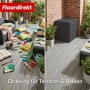 Anthrazitfarbene Floordirekt Gartenbox in Holzoptik, wetterfeste Kissenbox für Terrasse und Balkon.
