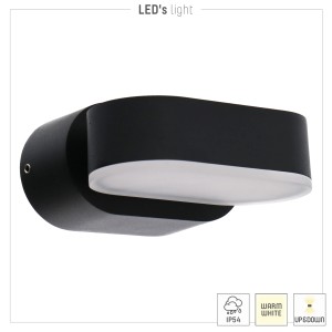 Ovale, drehbare LED Außenwandleuchte in Schwarz von LED`s light für flexible Beleuchtung.