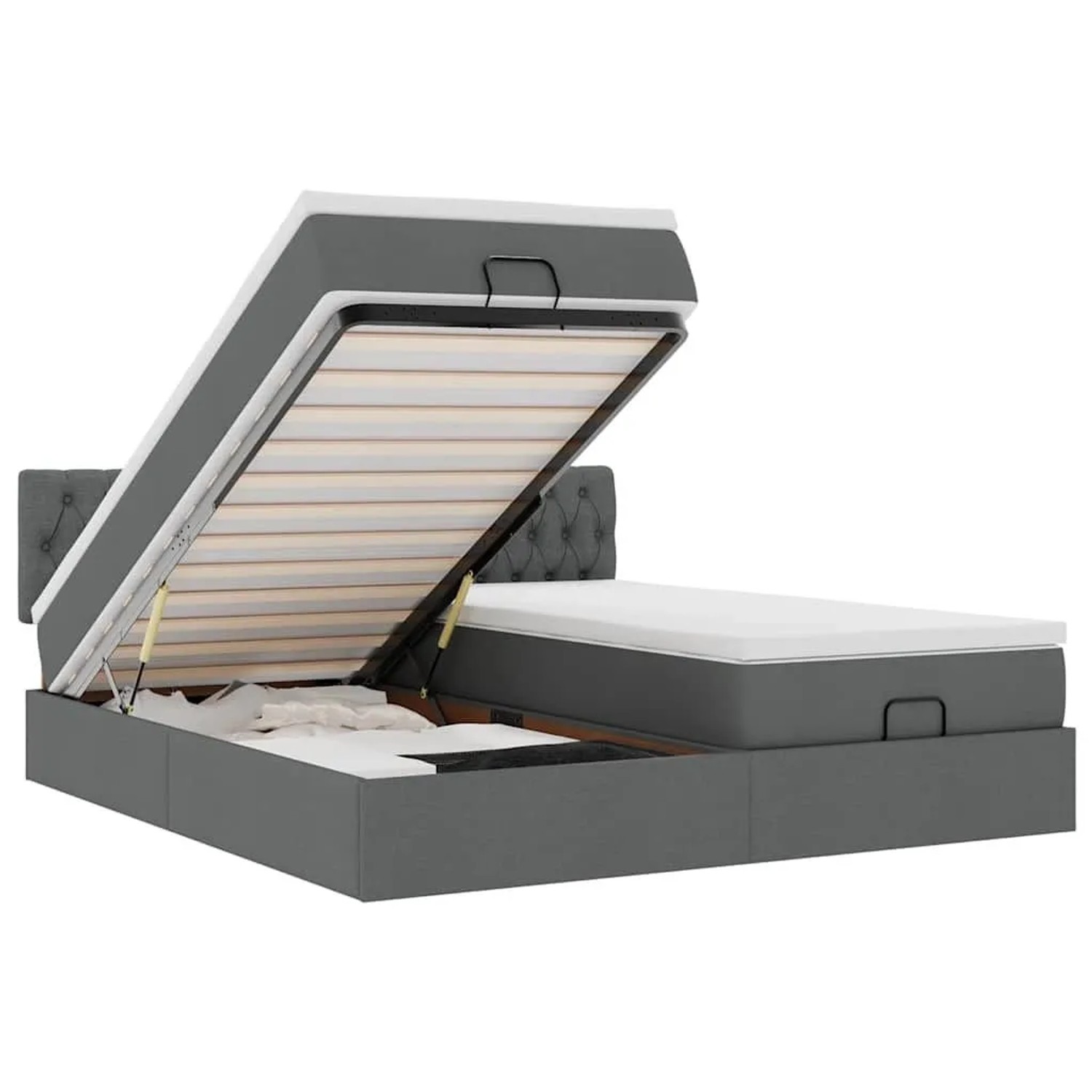 vidaXL Ottoman-Bett mit Matratzen und LEDs Dunkelgrau 180x200 cm Stoff 3312865