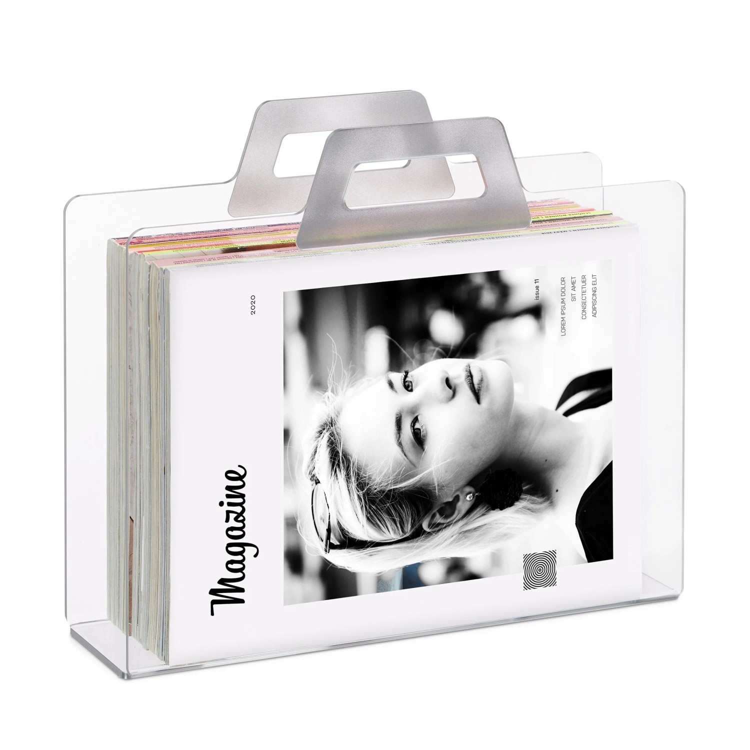 Relaxdays Zeitungsständer Acryl Silber Transparent 29 cm x 33 cm x 10 cm 0,9 kg