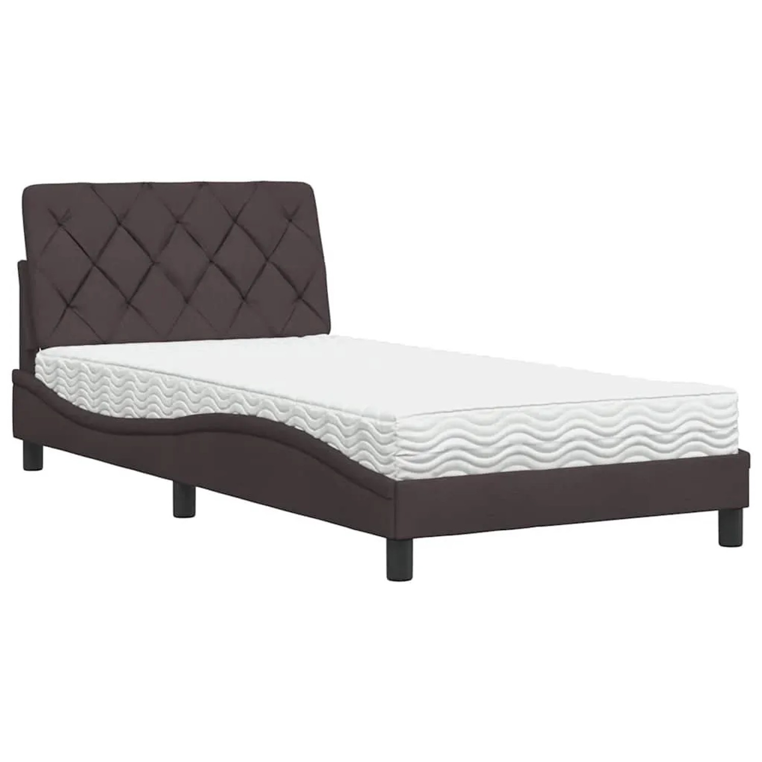 vidaXL Bett mit Matratze Dunkelbraun 100x200 cm Stoff 3310723