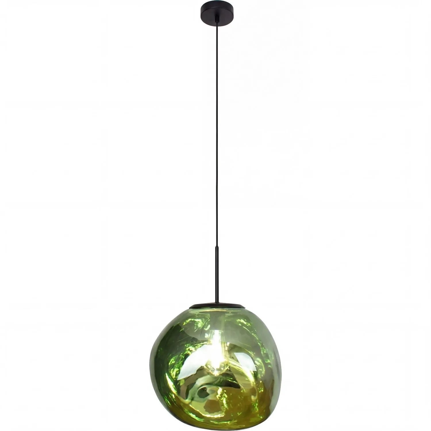 Licht-Erlebnisse Hängelampe Glasschirm Mundgeblasen 36 CM Breit Grün E27