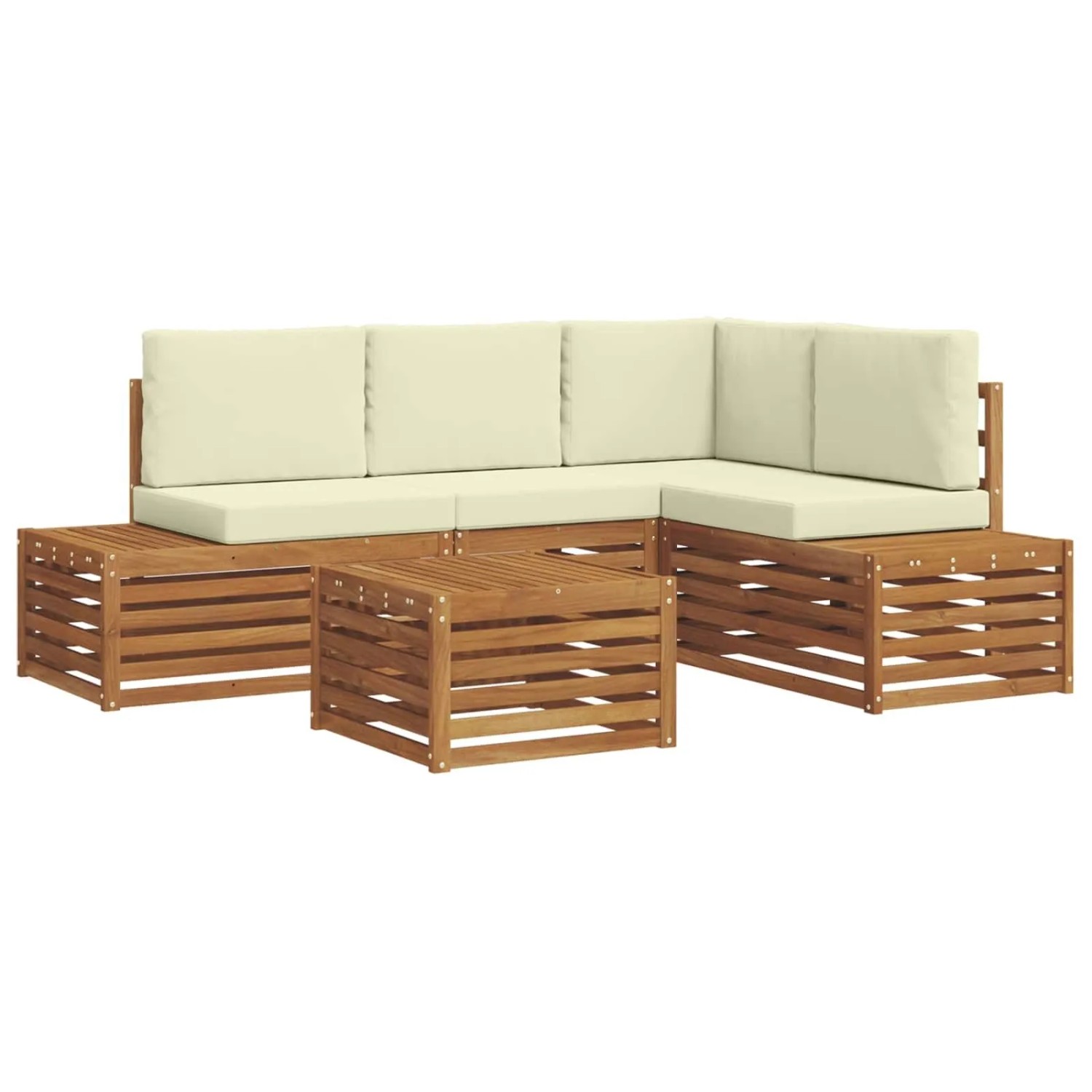 vidaXL Sofagarnituren mit Kissen 5-Tlg Natur und Creme 3375445
