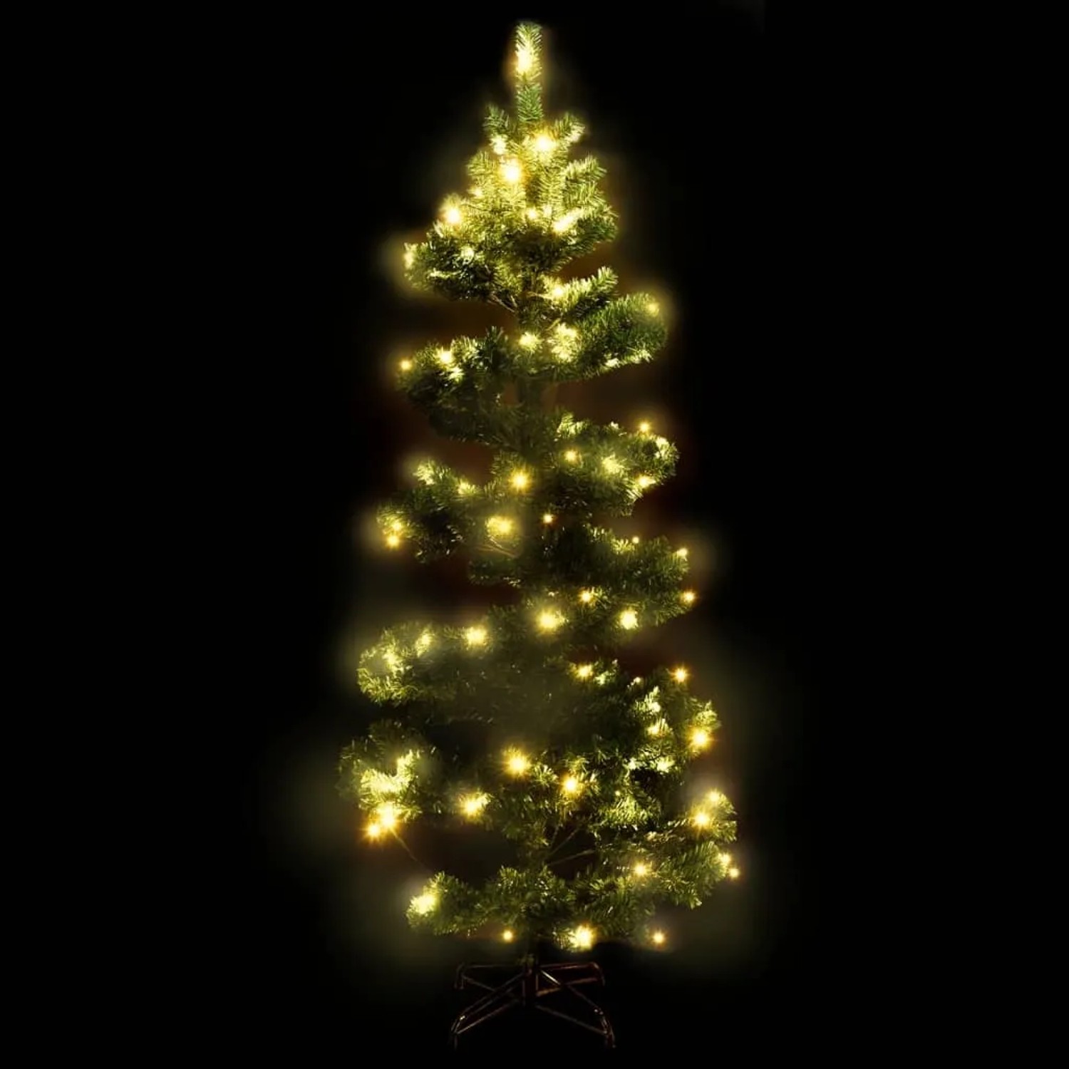 Grüner Spiral-Weihnachtsbaum (150 cm) mit LED-Beleuchtung und Ständer.