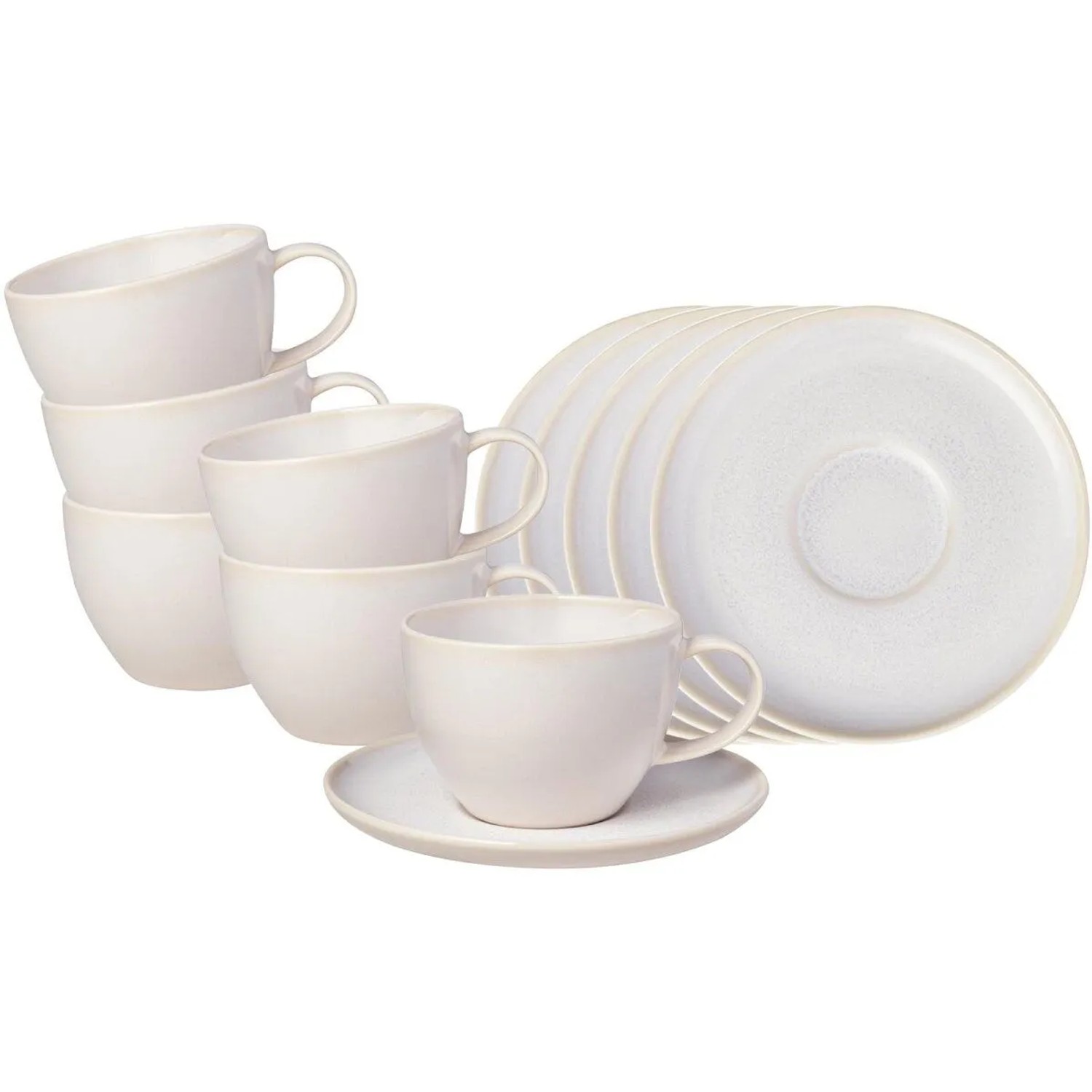 like. by Villeroy & Boch Crafted Kaffeetassen mit Untertassen 6er Set Cotton