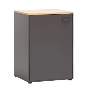 Schildmeyer Mehrzweckschrank Solea U 670 in Anthrazit mit heller Eichenplatte, 95,8x60x67,1 cm.