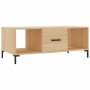 Moderner Couchtisch Sonoma-Eiche mit Fächern und Schublade, Holzwerkstoff, 102x50x40 cm.