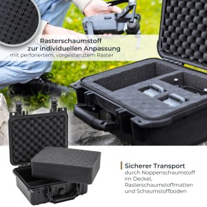 HMF ODK100 Outdoor-Fotokoffer Transportkoffer Rasterschaumstoff 27 x 24 x 13 cm
