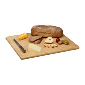 Relaxdays Schneidebrett Bambus Natur Mit Saftrille Rutschfest 2 cm x 56,5 cm x 50 cm 3,3 kg