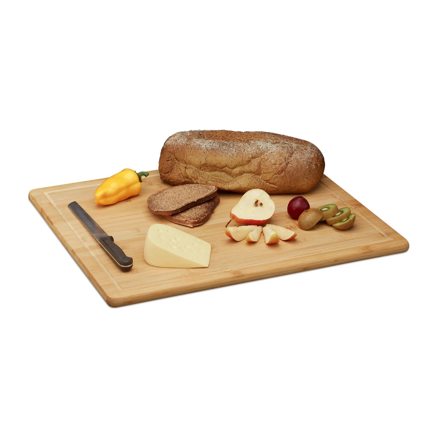Relaxdays Schneidebrett Bambus Natur Mit Saftrille Rutschfest 2 cm x 56,5 cm x 50 cm 3,3 kg_3