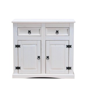 Weißes Sideboard „New Mexico“ mit 2 Schubladen und 2 Türen im Landhausstil.