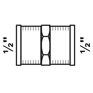 Kirchhoff Doppelmuffe, 18,7 mm (1/2 IG) aus Rotguss für Gewindefittings.