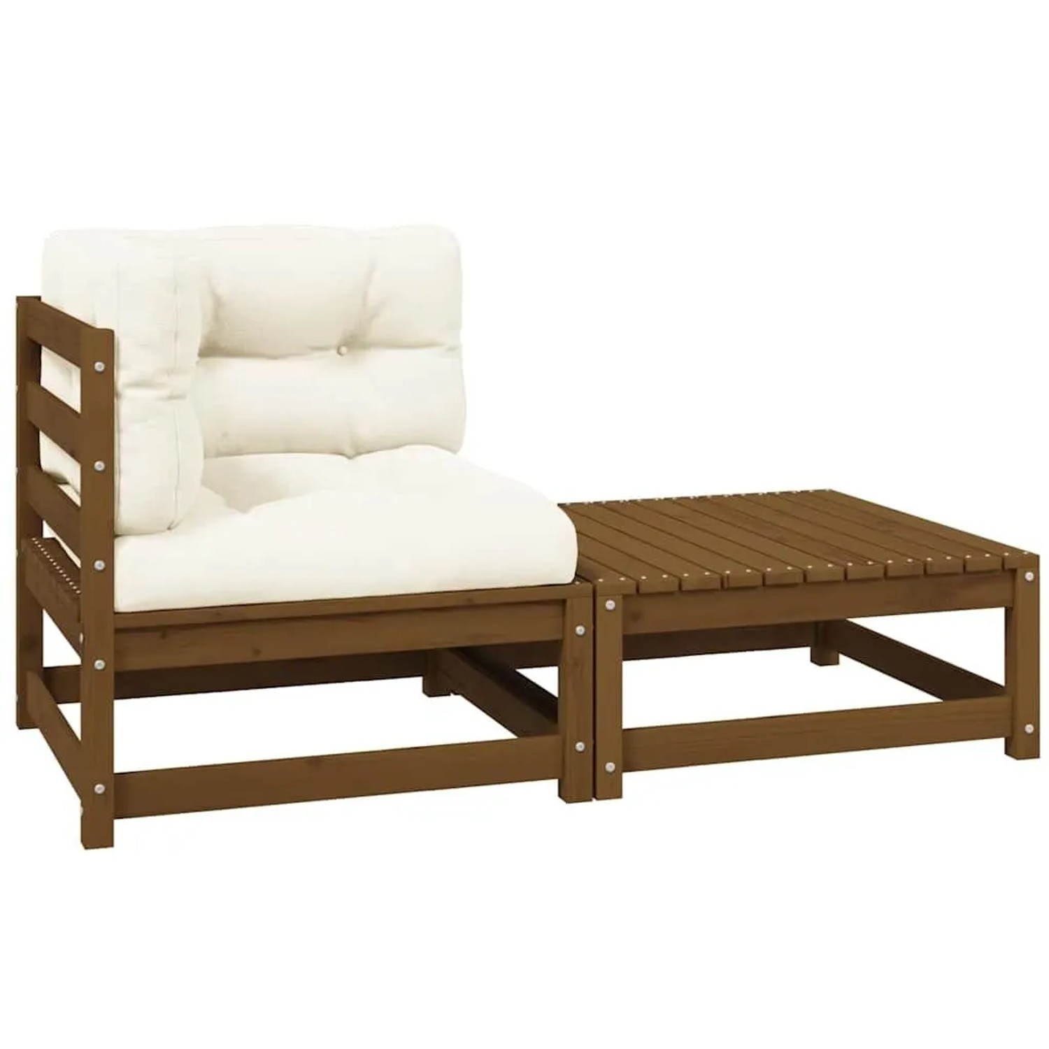 vidaXL 2-Tlg Garten-Lounge-Set Kissen Honigbraun Massivholz Kiefer 805753