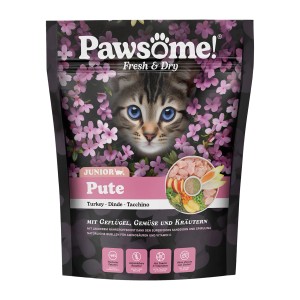 Pawsome Katzenfutter Junior Pute, getreidefreies Trockenfutter für junge Katzen.