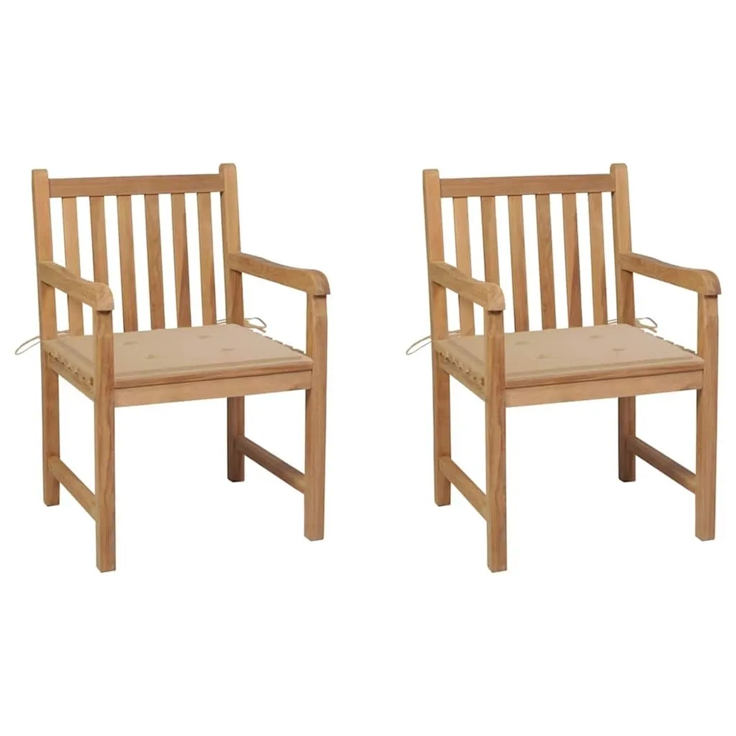 vidaXL Gartenstühle 2 Stk mit Beige Kissen Massivholz Teak 3062733