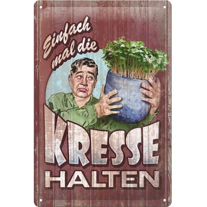 Nostalgic-Art Blechschild mit Motiv "Kresse halten", 20x30 cm, als Geschenkidee.