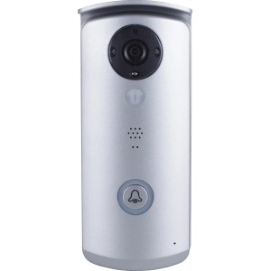 Smartwares IP Video Türsprechanlage in Silber mit Kamera und Klingelknopf.