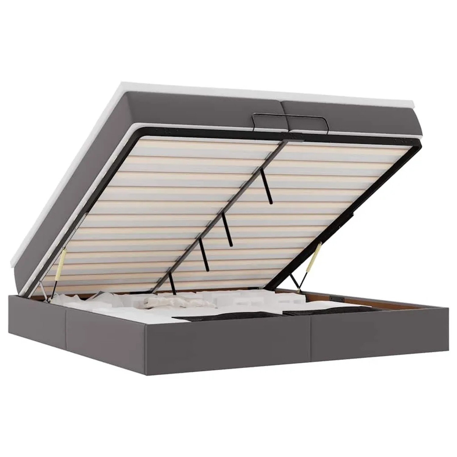 vidaXL Ottoman-Bett mit Matratzen Grau 200x200 cm Kunstleder 3311059