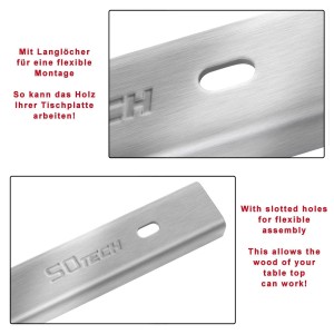 SOTECH 3 Stück Gratleisten U-Form 900 x 40 x 20 mm Edelstahl Gebürstet für Tischplatten