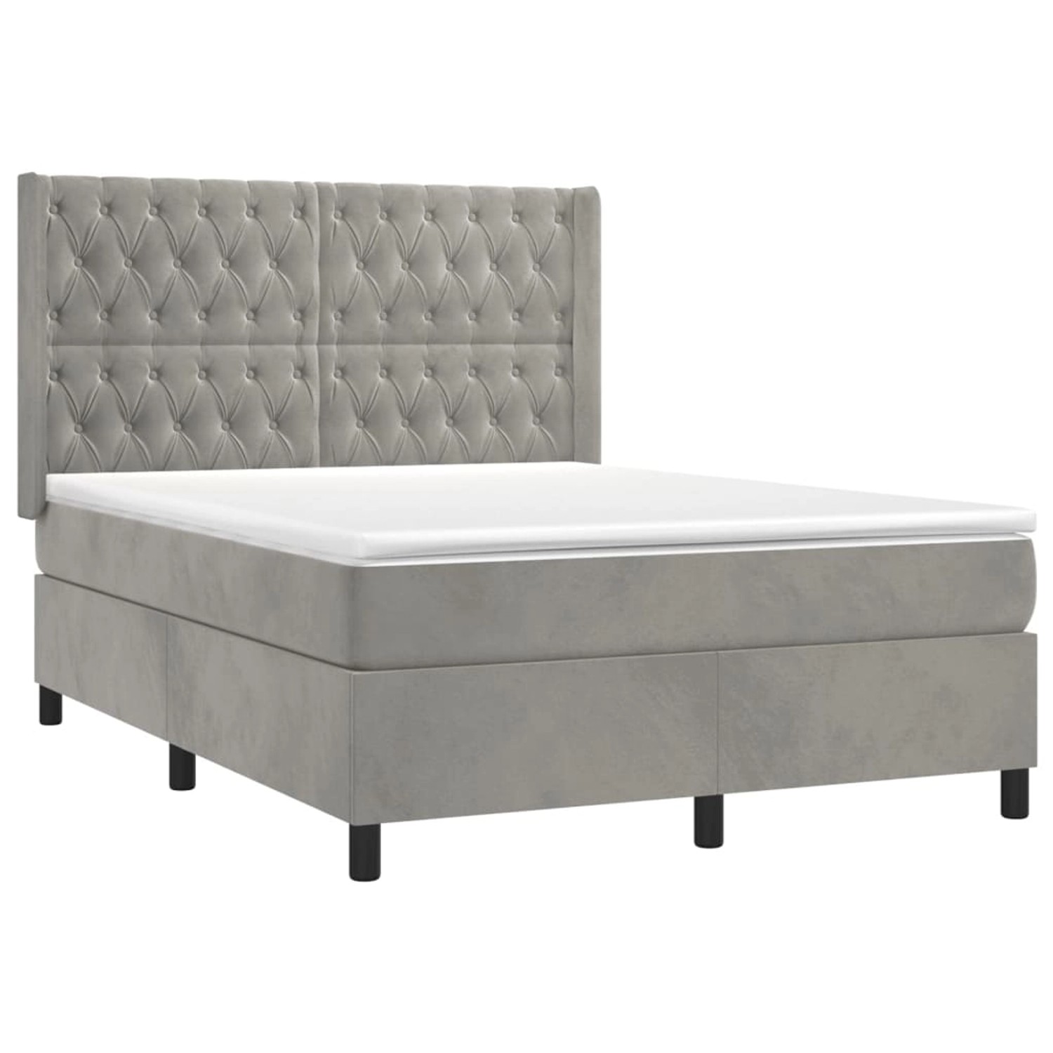 vidaXL Boxspringbett mit Matratze & LED Hellgrau 140x190 cm Samt 3139739 günstig online kaufen