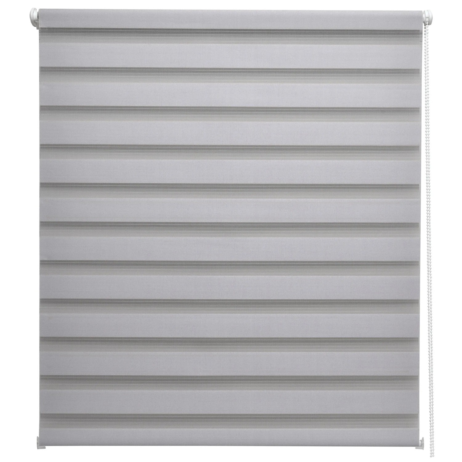 Graues Sol Royal Doppelrollo SolDecor DL2, 40x150cm, für Fenster, mit transparenten und blickdichten Streifen.