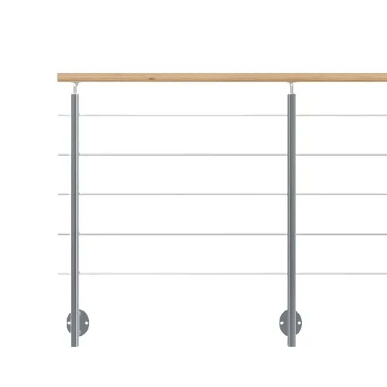 Kordo Geländerset 2m Alu Seitliche Befestigung Alu Mit Handlauf Buche Inoline