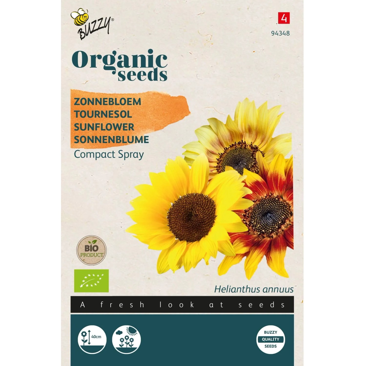 arborix Sonnenblume 'Compact Spray Mischung' Buzzy Organic Bio Samen Ca. 1 G Kompakter Wuchs