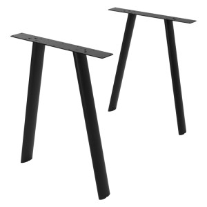 ML-Design Tischbeine Metall Schwarz 2er Set 60x72 cm Oval Tischgestell aus Stahl A-Form