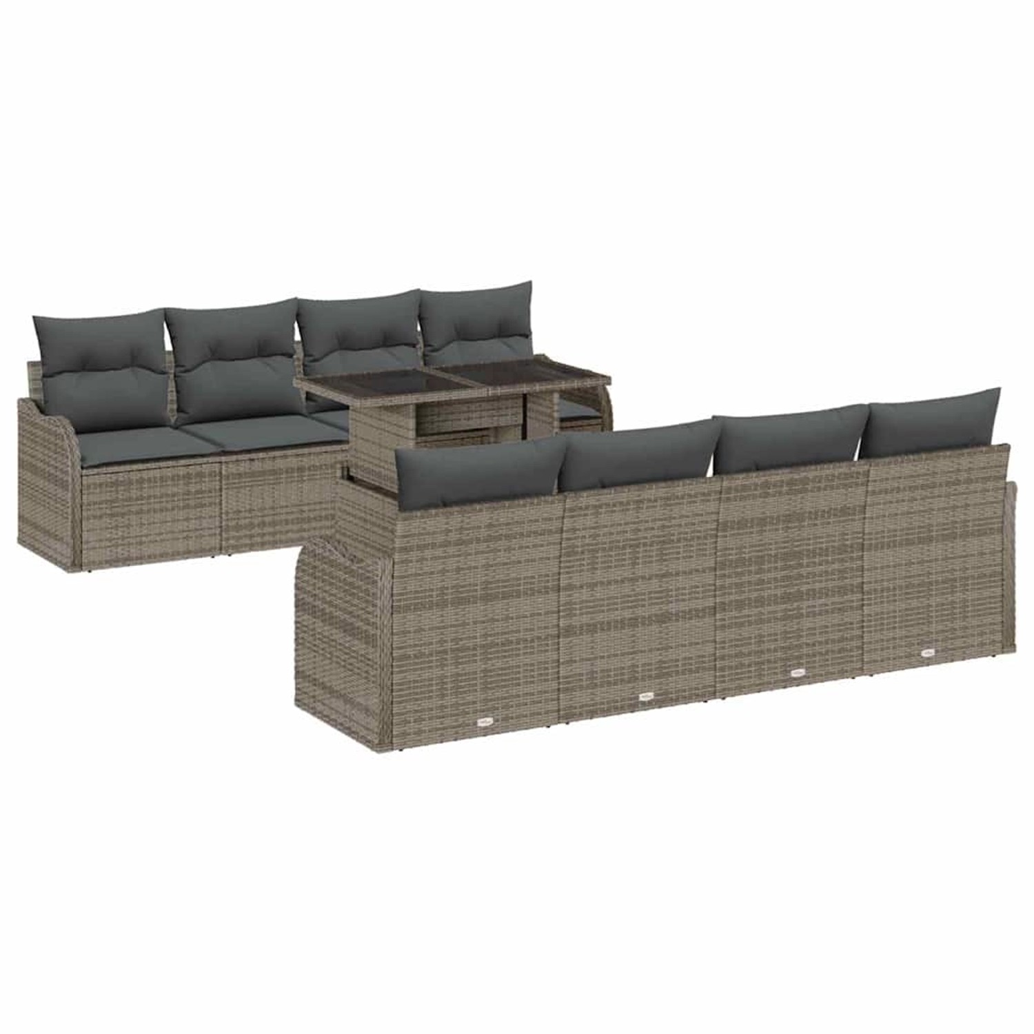 vidaXL Garten-Sofa-Set mit Kissen 7-Tlg Grau Poly Rattan 3348425 günstig online kaufen