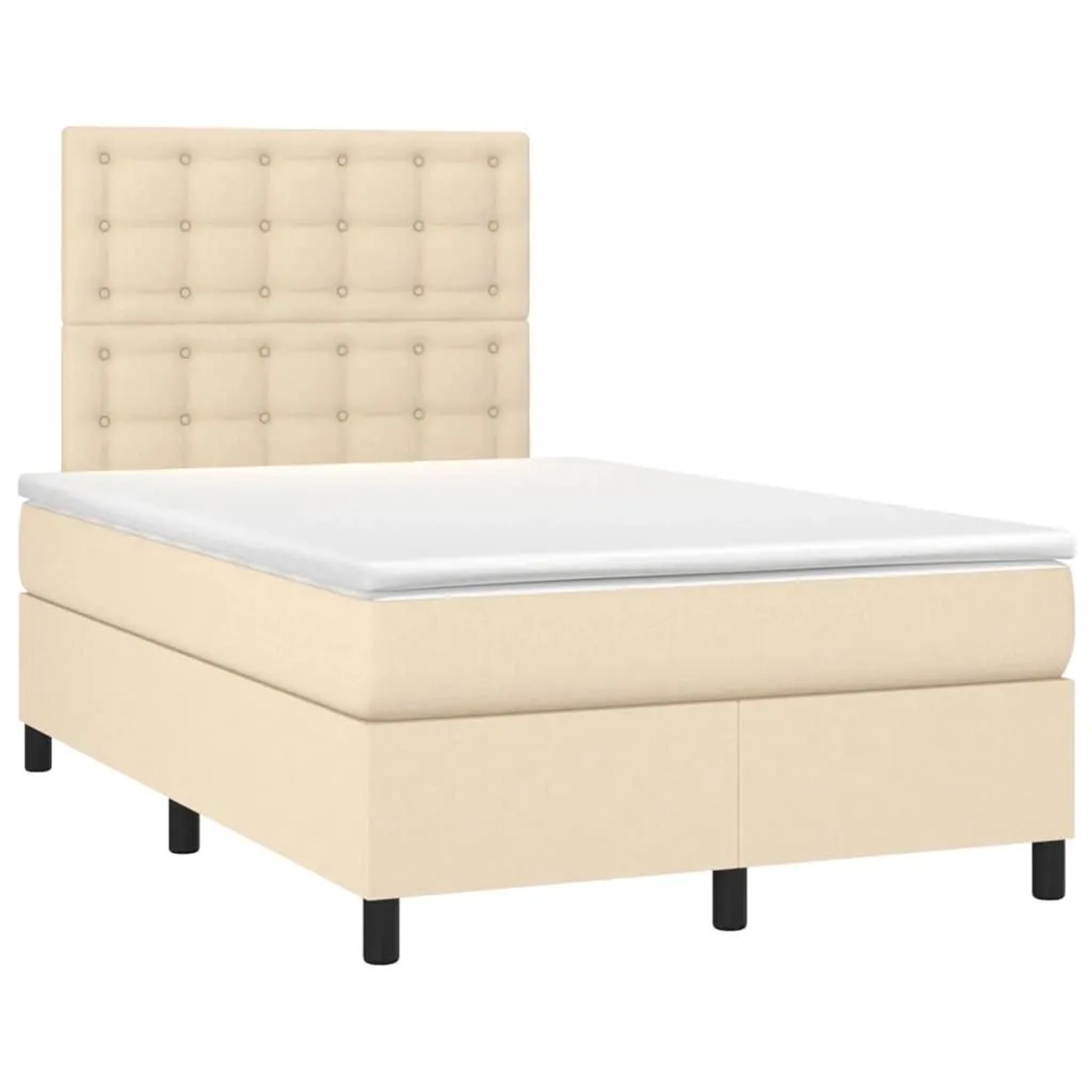 vidaXL Boxspringbett mit Matratze Creme 120x190 cm Stoff 3269914