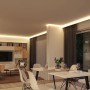 Wohnraum mit indirekter Beleuchtung durch Paulmann LED-Strip RGBW SimpLED an der Decke.