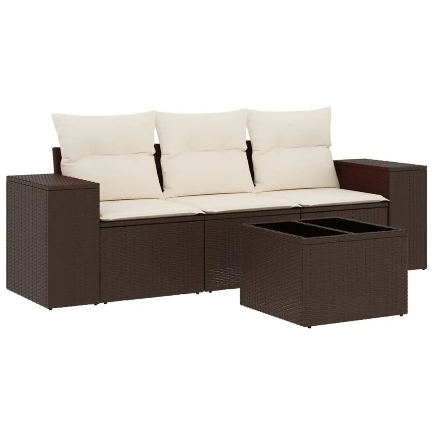 vidaXL 4-Tlg Garten-Sofagarnitur mit Kissen Braun Poly Rattan 3222272 günstig online kaufen