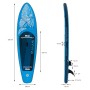 Blaues ECD Germany Stand Up Paddle Board Makani, Maße und Details dargestellt.