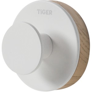 Weißer Tiger Haken Urban Groß mit Holz-Akzent, ideal als Handtuchhalter.