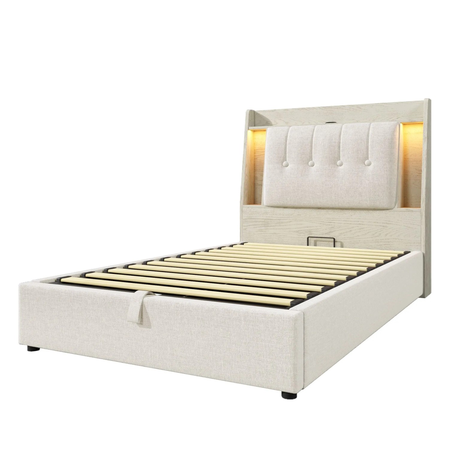 okwish Polsterbett 90x200cm mit Flip Top Stauraum Kinderzimmer Beige ohne Matratze