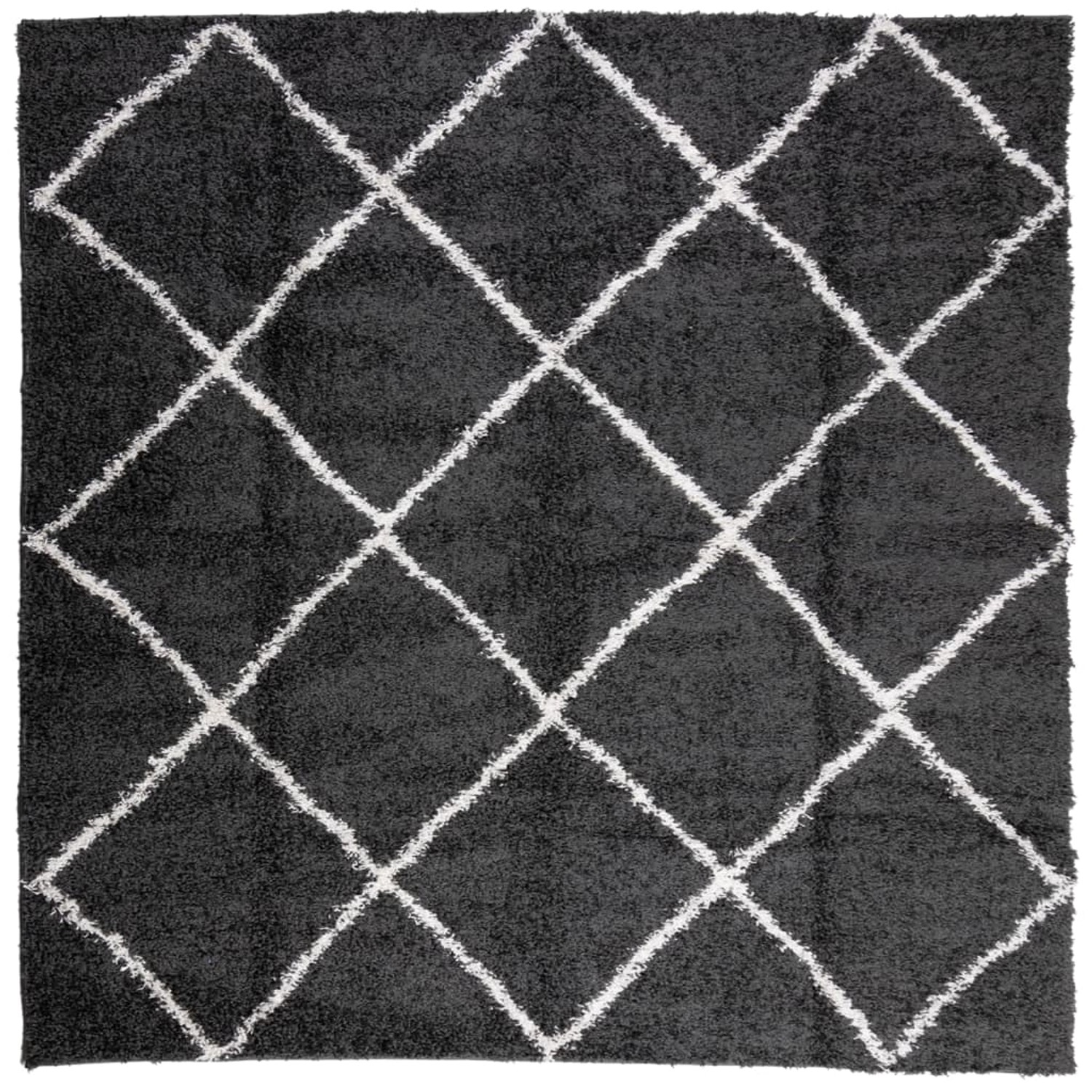 vidaXL Teppich Shaggy Hochflor Modern Schwarz Und Creme 240x240 Cm 1954819 günstig online kaufen