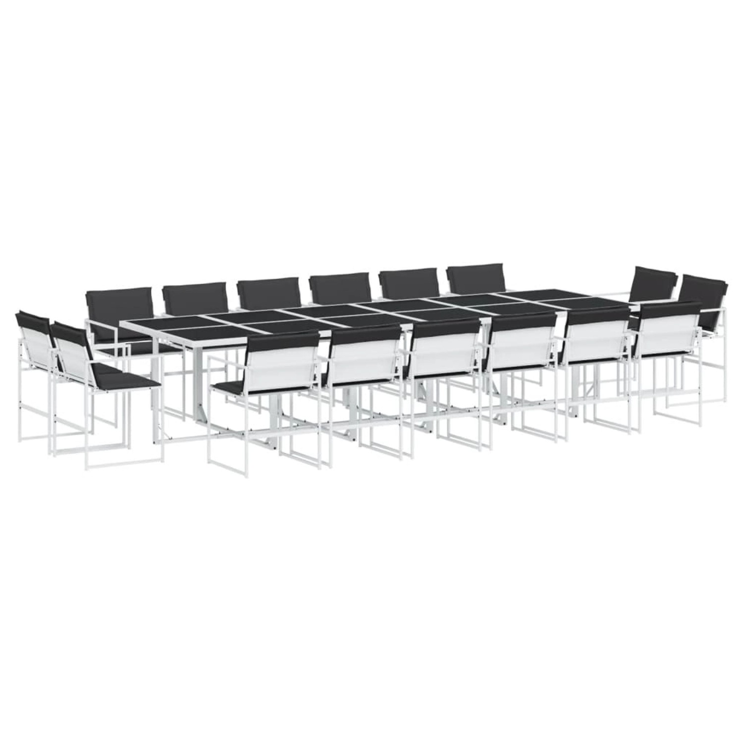 vidaXL 17-Tlg Garten-Essgruppe mit Kissen Weiß Textilene 3295112 günstig online kaufen