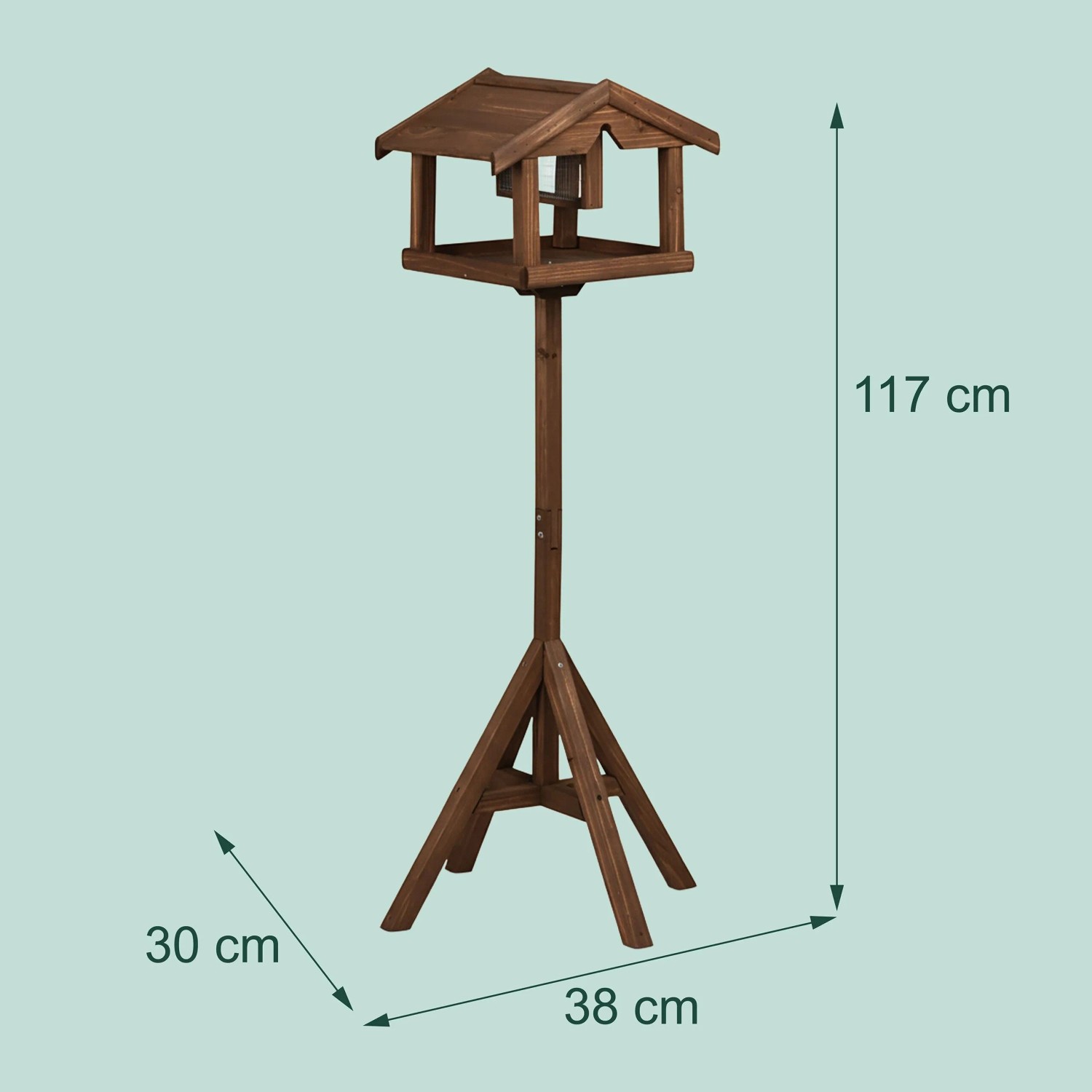 Relaxdays Vogelfutterhaus mit Ständer Tannenholz Braun Imprägniert 117 cm x 50 cm x 50 cm 2,3 kg_4