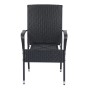 Schwarzer Polyrattan Gartenstuhl Yoro, 2er Set, stapelbar mit Armlehnen.