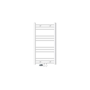 Weißer LuxeBath Badheizkörper 500x800 mm mit Thermostat für Bodenanschluss.