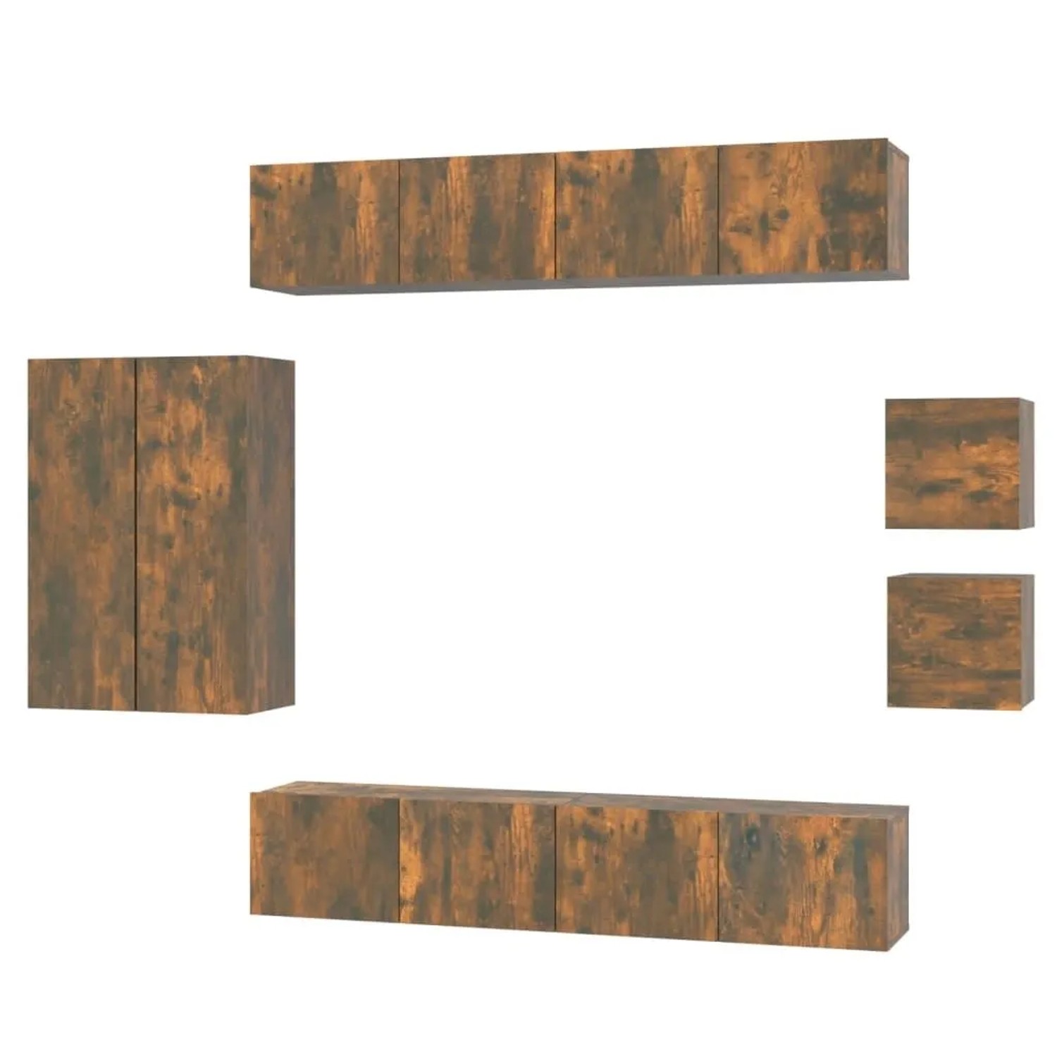 vidaXL 8-Tlg TV-Schrank-Set Räuchereiche Holzwerkstoff 3114491