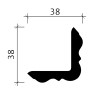 Detailansicht: PROFHOME Eckleiste (38x38mm) im Querschnitt mit Maßangaben.