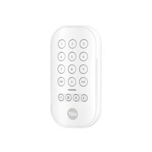 Weißes, kabelloses Yale Tastenfeld zur Alarmschaltung für das Smart Alarm System.