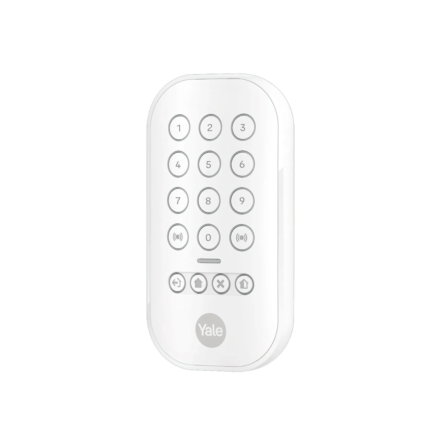 Weißes, kabelloses Yale Tastenfeld zur Alarmschaltung für das Smart Alarm System.