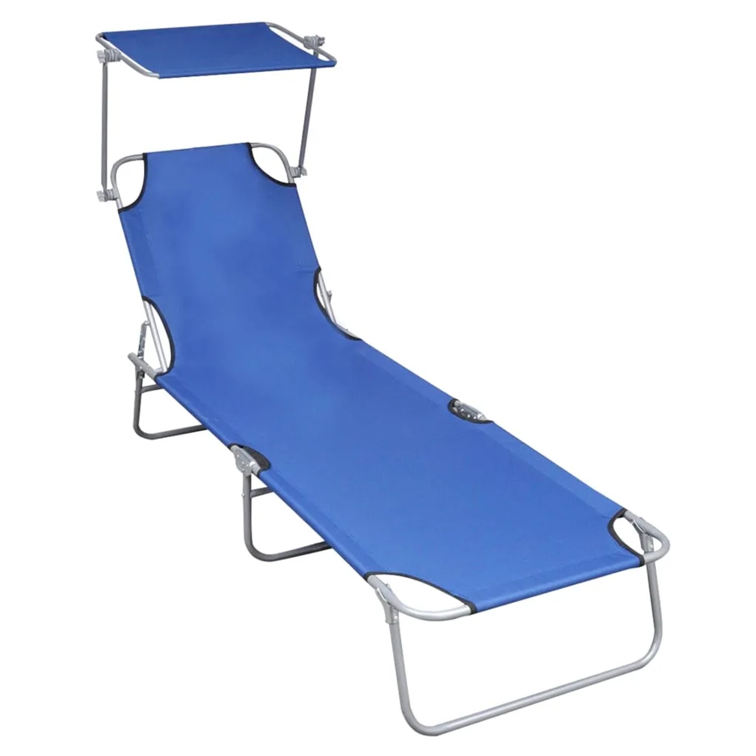 furnicato Klappliege mit Sonnendach Blau Aluminium