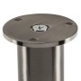 SOTECH Möbelfuß ALPHA, 50 mm, in Edelstahloptik. Zylindrisches Möbelbein mit runder Montageplatte und Schraube.