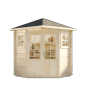 Alpholz 5-Eck Gartenhaus Sunny-A, imprägniert in Pinie, mit Doppeltür, Fenster, Dacheindeckung und Fußboden.