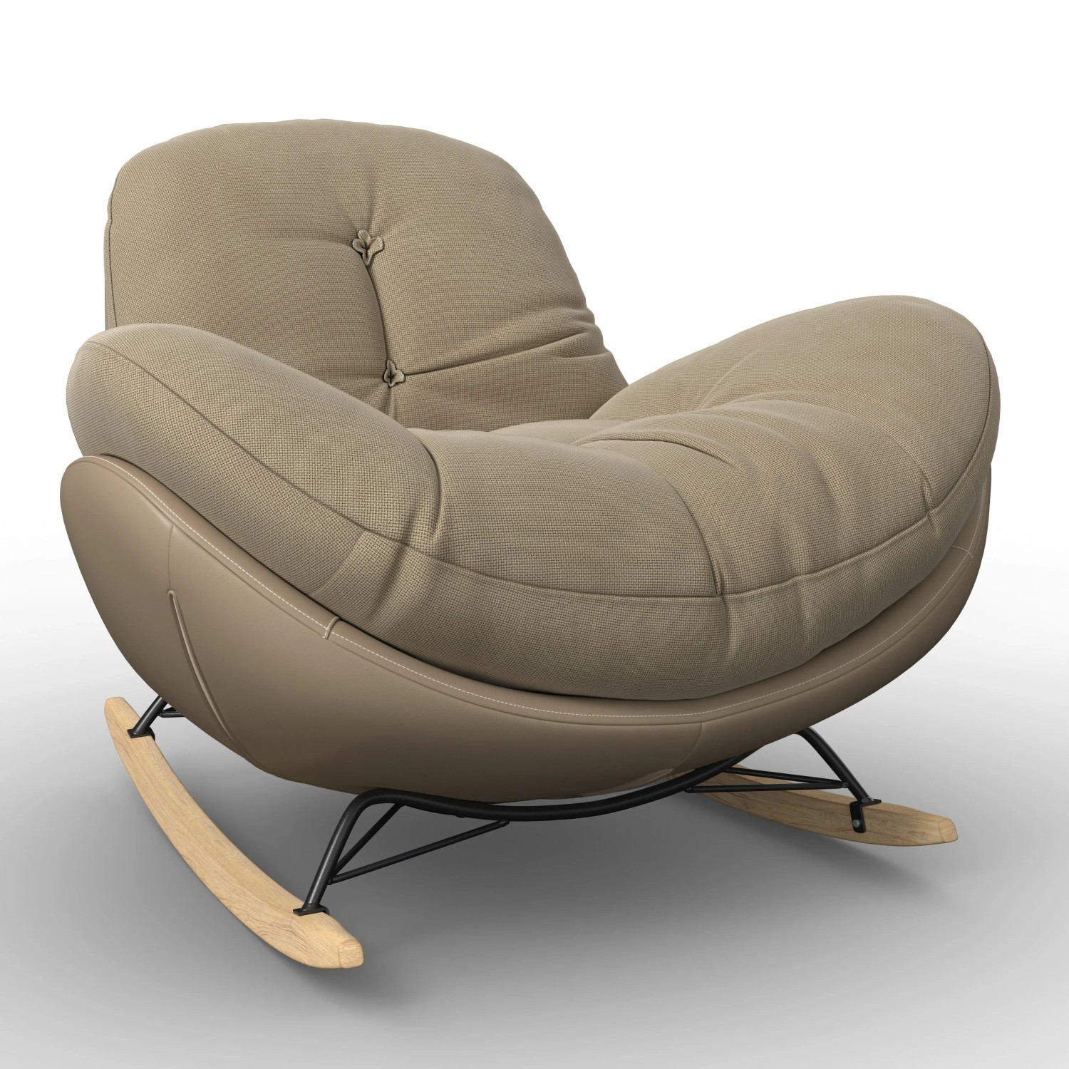 Bessagi Home Schaukelsessel Elea Beige Lederlook/Chenille