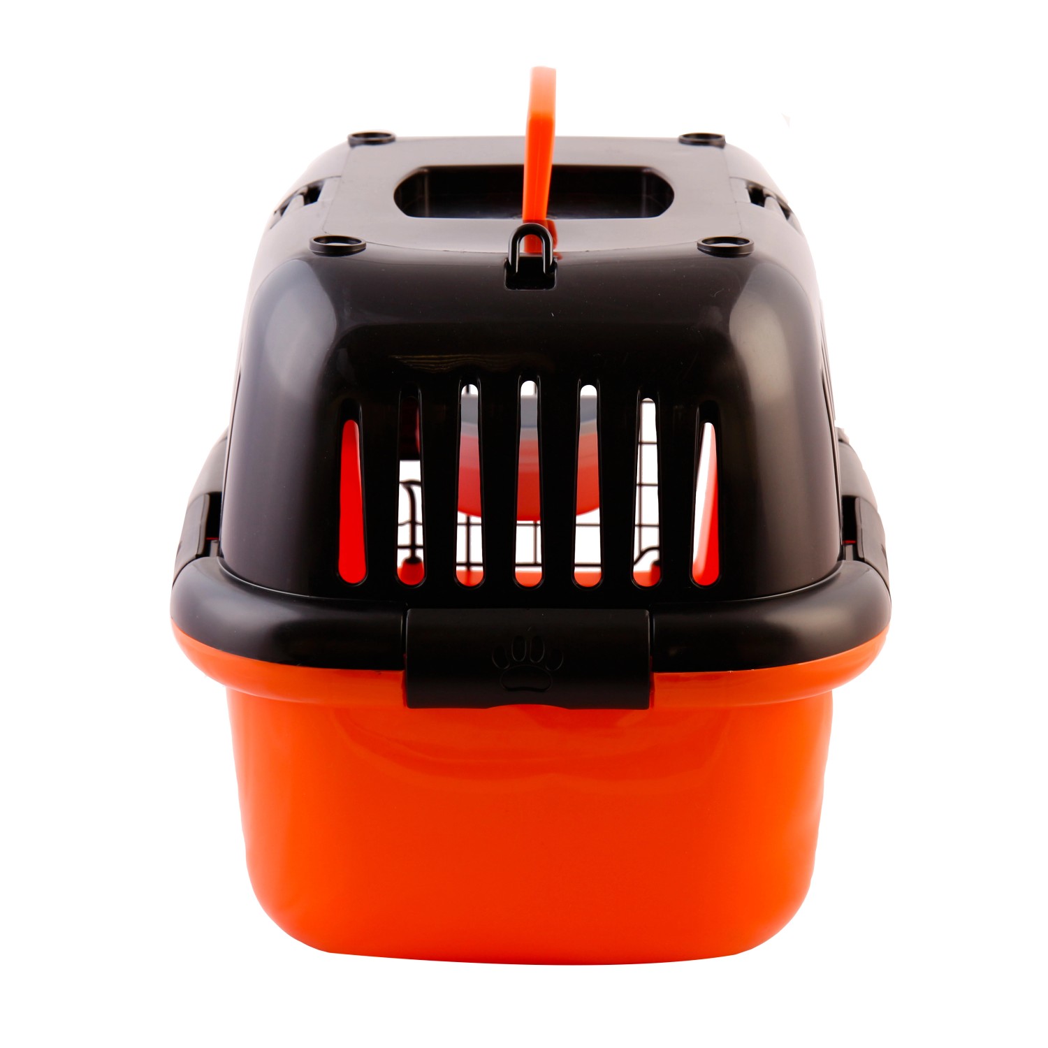 Heimtier-Transportbox von Heim RAC, orange/schwarz, 57x38x38cm, für sicheren Transport.