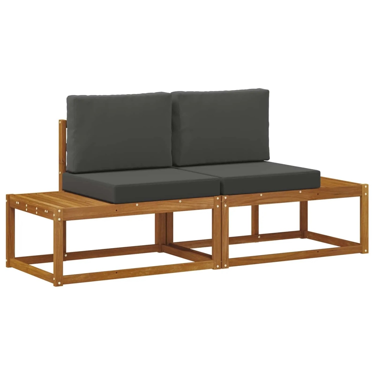 vidaXL Outdoor End Sofa 2 Stück Natur und Anthrazit Massivholz Akazie 900481